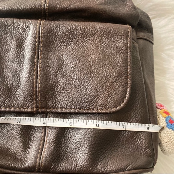 100% Leather Sling BOHO Travel/Every Day Backpack Brown - Picture 9 of 14